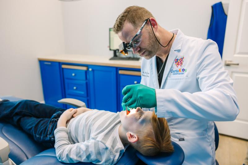 Child gets pediatric dental fillings at comfortable, kid-friendly dentist office in Canton, TX.