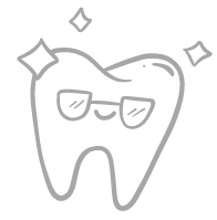 Cartoon tooth icon with sparkles